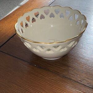 Lenox Cream Bowl with Gold Trim with embossed rose.